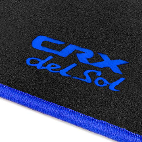 online-fussmatten OFM-CRX-DeSol-204 Passform Velours-Fußmatten mit Bestickung CRX del Sol und Rand in Royalblau