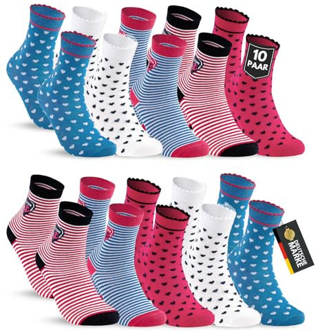 10 Paar Kinder Socken Jungen & Mädchen Baumwolle Kindersocken 54330 (31-34)