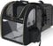 pecute Haustier Rucksüke für Hund und Katzen mit Front Opening Transparente Fenstertaschen,Tragbare und Erweiterbare Outdoor Faltbarer Raum Tragetasche,Schwarz(maximale Last 6kg)