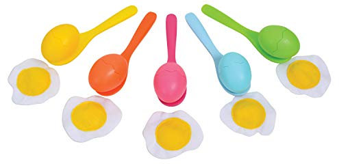 Schildkröt® Egg & Spoon Race Set, Eierlaufset für Kindergeburtstage und Gartenfeste, enthält 5 Löffel und 5 Eier in verschiedenen Farben, Geschicklichkeitsspiel aus recyclebarem Kunststoff, 970308
