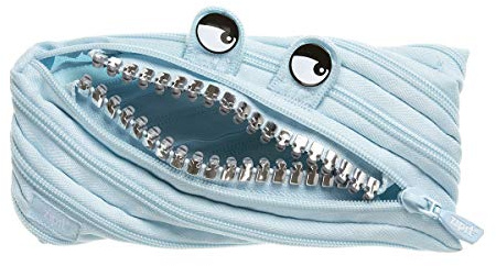 ZIPIT Grillz Federmäppchen für Kinder | Großes Mäppchen für die Schule | Monster Etui für Jungen | Federmappe Hellblau