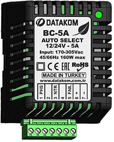 DATAKOM Chargeur de batterie générateur BC-5A (Auto12V/24V, 5A, DIN)