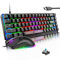 Lexonelec MK14-65% Kompakt Blau Pc Mac Gaming Maus Und Tastatur Set Mit Kabel 12000 DPI Beleuchtung Led RGB Handballenauflage Typ C Gamer Tastaturen Ergonomische Maus Für Laptop