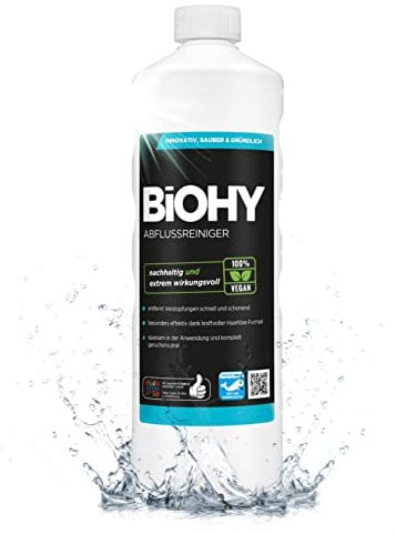 BiOHY Abflussreiniger (1l Flasche) | mit spezieller Haarweg-Formel | Bio Konzentrat für Küche & Bad | entfernt selbst hartnäckigste Verstopfungen | ohne ätzende Dämpfe & Gerüche