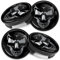 Biomar Labs 4 x 54 mm Nabendeckel Kompatibelmit Ford Felgendeckel Radnabenabdeckung Nabenkappen Felgenkappen Radkappen Alufelgen Schädel Skull Schwarz CF 29