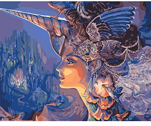 Peinture par Numéro Adulte avec Pinceaux Acrylique Bricolage Toile Peintures Kits Paint by Numbers pour Adultes Enfants,pour la Décor Lntérieure Maison sans Cadre 50x65cm Reine magique fantastique
