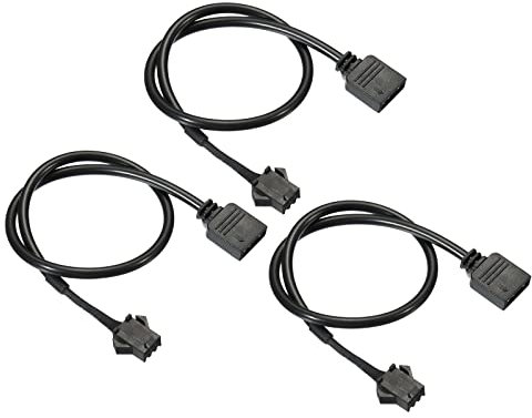 PATIKIL 3 Pin 5V 30cm Long Computer Motherboard Interface to SM3P Female Extension Cable, 3 Pack Power Adapter Plastic Metal for RGB Fans LED Strips, Black