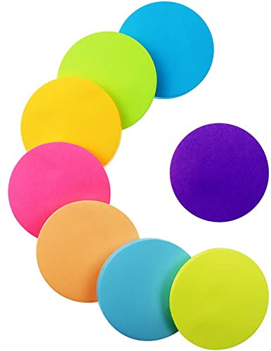 Dogmoon Farbige Haftnotizen, 560 Blatt Runde Selbstklebende Haftnotizzettel, Super Sticky Notes, Farbig Notizblöck für Büro, Schule, Zuhause (8 Farben, 60 x 60 mm) - 1 Stück