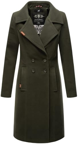 Navahoo Damen Mantel Trenchcoat Winterjacke Wintermantel B661 [B661-Wooly-Dunkegrün-Gr.S]
