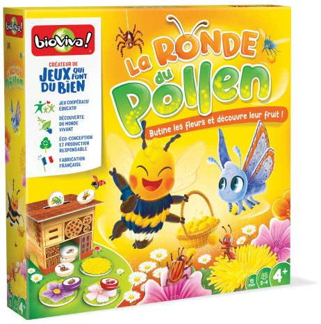 Bioviva Ronde du Pollen coopératif baladent Les Insectes Fleur pour Qu’Ils Les pollinisent-Jeux éducatifs 2 à 8 Joueurs-4 Ans-Fabriqué en France, 660501, Vert