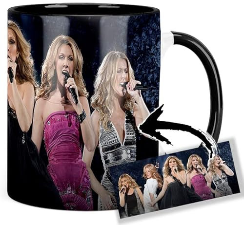 MasTazas Celine Dion D Tasse Ceramique Intérieure et Poignée Noire Mug