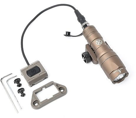 QIRUIMY Linterna táctica M300A con interruptor de almohadilla de presión, 600 lúmenes linterna Scout luz para M-lok Keymod 20 mm Picatinny Rail System marrón