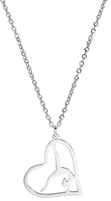 TEAMER Gymnastik Anhänger Trendy Gymnastik Halskette Sport Ballerina Schmuck für Frauen Mädchen für Geburtstag Weihnachten (Stil 2-Silber)
