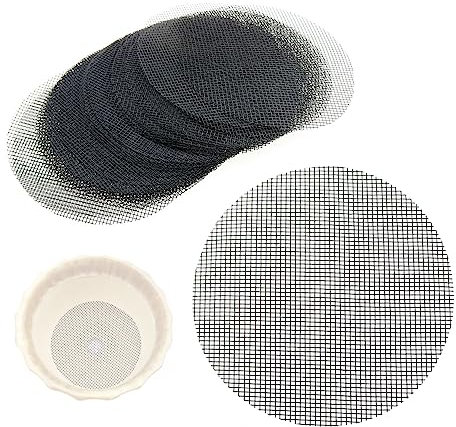 MEETOOT 100 almohadillas redondas de malla para agujeros de maceta de 4 pulgadas de diámetro, alfombrilla de rejilla inferior negra para bonsái