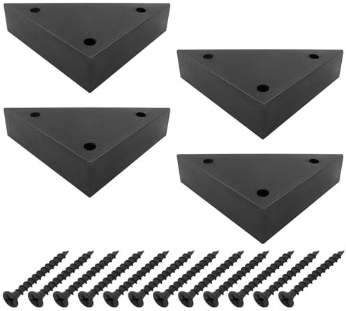 Cionyce Lot de 4 pieds de canapé d'angle triangulaires en plastique de 15 cm, pieds de meubles noirs avec vis de montage (4 ensembles)