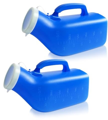 Meleg Otthon Urine Bottles,Portable urinals for Men,Spill Proof 1200ml for Hospital, Incontinence, Outdoor, car, Travel (blue-2-men)