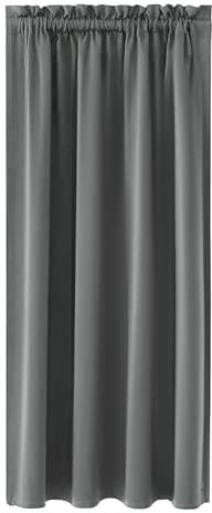NAKIHOUSE Grey Blackout Curtains, Thermal Curtains 63 Inch Drop Slot Top Curtains, Single Curtain for Door Doorway Window Living Room Bedroom, 1 Panel