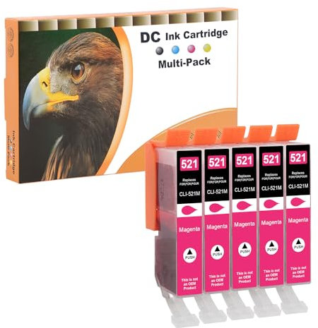 D&C 5X Magenta Druckerpatronen Kompatibel für Canon CLI-521 M für Canon Pixma MP640 Series MP980 MP990 MX860 MX870 Series IP3600 Series IP4600 Series IP4600X IP4700 MP540 MP550 MP560 MP620 Series
