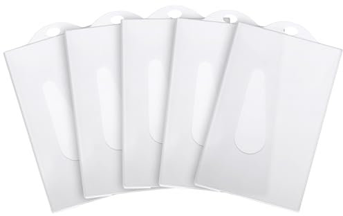 Vicloon Porta Badge, 5Pcs Portabadge Verticale, ID Carte Porta Badge Colore, Carte d'identità in Plastica con Fessura per il Pollice, Ufficio Scuola ID di Credito Licenze Pass (Bianco)