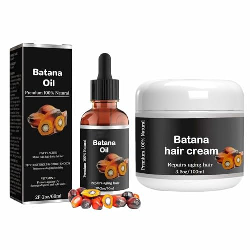 Bio Batana Öl für Haarwachstum+Bio Batana Haarcreme für Haarwachstum, In Kombination verwenden fördert das Wohlbefinden der Haare bei Männern und Frauen, verbessert die Ausstrahlung von Haar und Haut