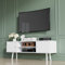 Cozy Castle TV Lowboard Weiß mit Akku-Steckdose, 2 Schranktüren, TV Schrank für Fernseher bis zu 55 Zoll, Wohnzimmer TV Cabinet, Schlafzimmer Fernsehtisch