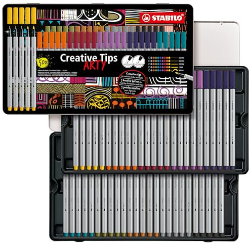 STABILO - Multi-Liner-Set - Creative Tips - ARTY - 50er Metalletui - URBAN - in 10 verschiedenen Farben
