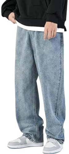 Mens Jeans Fashion Loose Cargo Pants Y2K Baggy Cargo Pants Summer Comfortable Cotton Casual Pants Loose Balloon Teen Skateboard Streetwear Wide Jeans Mens Combat Denim Jeans