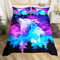 Homewish Galaxy Wolf Bettbezug 135x200 für Mädchen Jungen Kinder,Lila Teal Bunte Sternenhimmel Bettwäsche Set Trippy Zimmer Dekor,Safari Tier Wildlife Tröster Abdeckung Wölfe Bett Set