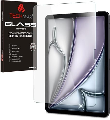TECHGEAR Verre Trempé iPad Air 13 Pouces (M3 2025 / M2 2024) Protecteur Écran [2.5D] [Dureté 9H] [Clair Crystal] [Anti Rayures] [sans Bulles] Verre Trempé iPad Air 13