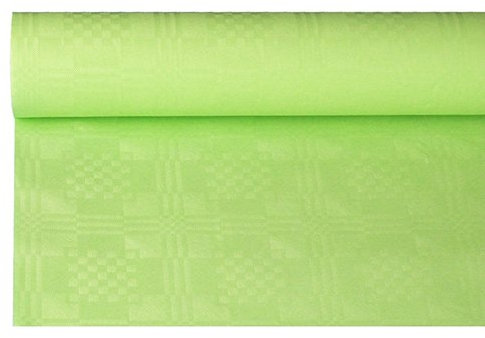 DeinPack 1 x Tischdeckenrolle 1m x 50m hellgrün | Damast Tischtuch Rolle | Einweg Tischdecke 50 Meter lang 1 Meter breit, ideal für Jede Party, Vereinsfeier, Geburtstagsfeier, Bierzelt Garnitur