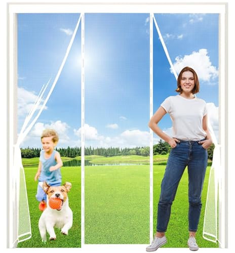 Porta Magnetica Tenda personalizzabile 250x200cm zanzariera autoadesiva, senza forare Bianco