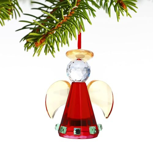 HDCRYSTALGIFTS Kristallengel-Ornamente Mini Hängender Schutzengel-Anhänger für Weihnachtsbaumdekoration Feiertagsornamente für den Weihnachtsbaum
