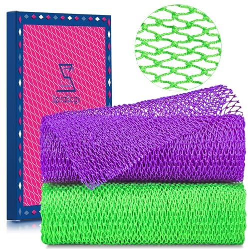 SpiralScgv 2 spugne africane a rete, vere e proprie spugne esfolianti da bagno per una pelle liscia e setosa, rete per una pulizia profonda per tutto il corpo, ad asciugatura rapida e adatte ai viaggi