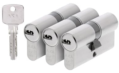 AXA Türzylinder - Schliesszylinder - inkl. 9 Schlüssel - Vernickelt - 30/30 mm - SKG**