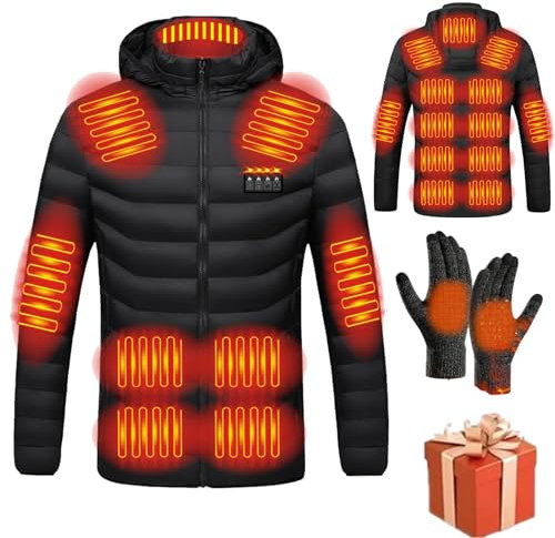 Manteau Chauffante Homme À Capuche,Chauffante Veste Lavable Chaude Avec 4 Niveaux De Chauffage Et 19 Zones Chauffage Intelligent,Hommes Femmes Hiver Veste Chauffant Usb Vêtements Chauffant Chaud Léger