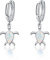 Schildkröten Ohrringe 925 Sterling Silber Opal Creolen für Mädchen Damen Turtle Ohrringe Meeresschildkröte Schmuck Geschenke für Frauen Kinder Weihnachten Geburtstag