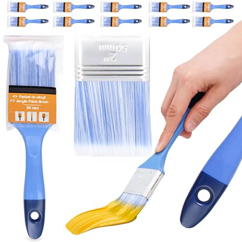 10x Pinceau Large 50 mm Plat pour Peinture Acrylique Vernis Lasures Teintures et Décoration Intérieure Extérieure Accessoire pour Travaux Manuels et Création Artistique