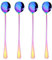Oruola 4 Pcs Long Teaspoons,Sundae Spoons，Long Spoons for Latte Glasses,Stainless Long Handled Teaspoon for Coffee, Tea, Desserts, Ice Cream, and More - 7.48 Inches (Rainbow Color)