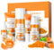 Turmeric Vitamin C Skin Care Set, 5 in 1 Gesichtspflege Set Damen mit Kurkuma Gesichtsreiniger, Gesichtswasser, Serum, Augencreme und Gesichtscreme, Gleichmäßiger Hautton Anti Aging Geschenkset Frauen