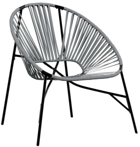 vidaXL Gartenstuhl in Ei-Form Schwarz und Hellgrau Poly Rattan, Ei-Stuhl, Gartensessel, Sessel, Gartenstuhl