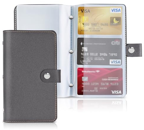 Czzmy Porta biglietti da visita, capacità 96 carte,in pelle ecologica(2-Grigio)