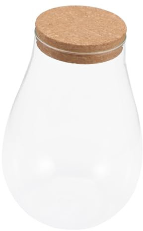 GALPADA Bryophyte Landschaftsflasche Glas Betta Flasche 20x14cm Ökologisches Terrarium Dekor Mit Holzverschluss Für Pflanzenvermehrungsstation Innendekoration