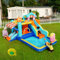 Castello Gonfiabile per Bambini con soffiatore- Parco Acquatico Multifunzione con Trampolino, Scivolo, Fontana, Tenda da Sole e Pistola ad Acqua - Include soffiatore da 450W