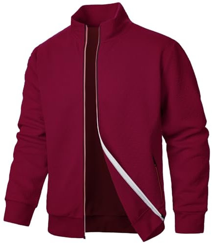 Mens Thick Warm Winter Cardigans Men's Chunky Knit Cardigan Lightweight and Soft Fleece Jacket for Indoor Beautiful Tops Full Zip Jumper for Men Wine XL