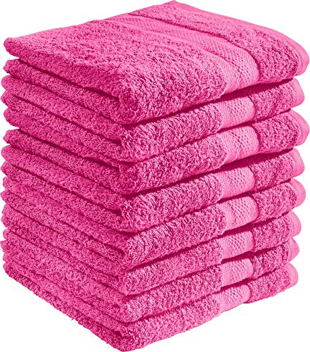 REDBEST Duschtuchset, Frottierset 8er-Pack Chicago pink Größe 70x140 cm - saugstark, strapazierfähig, ideal für Reisen, Sport (weitere Farben)