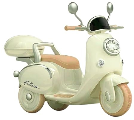 Vespa Motorrad für Kinder. Motorrad Elektro für Kinder mit Fernbedienung, Fußpedal und Kofferraum. Fahrzeug mit Musik, Bluetooth und Licht, mit 6-V-Akku, Ladegerät Inklusive
