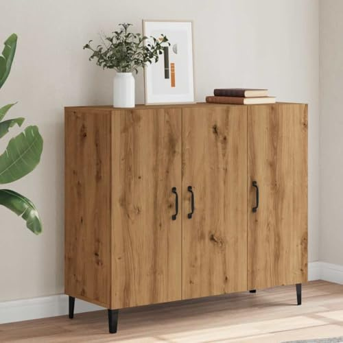 KTHLBRH Artisan Anrichte aus technischem Holz, Eiche Artisan, klassisches Sideboard mit 6 Fächern und industriellem Stil, Aufbewahrungsmöbel und Präsentationsmöbel für Zuhause, 90 x 34 cm