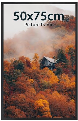 Ditwis Bilderrahmen 50x75 Schwarz, Aluminium Fotorahmen Groß für 75x50 cm Poster, Fotos, Kunstwerke und Puzzles, Metall Posterrahmen zum Aufhängen, Rahmen für Wohnungen, Büros und Galerien