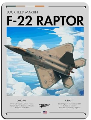 Lockheed Martin F-22 Retro-Poster, Metall-Blechschild, schicke Kunst, Retro, Eisenmalerei, Bar, Menschen, Höhle, Café, Familie, Garage, Poster, Wanddekoration, 30 x 40 cm