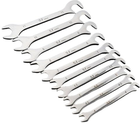 Doppelmaulschlüssel Satz Extra Flach, Gabelschlüsselsatz Maulschlüssel Schraubenschlüssel Set Superdünnes Maulschlüssel-Set, Karbonstahl Mit Hochglanzpolitur, Metrisch
